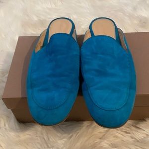 Gianvito Rossi Blue Suede Mules